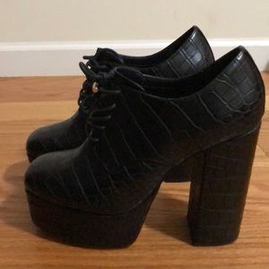 ASOS Oxford Style Platform Shoes Faux Croc Size 9